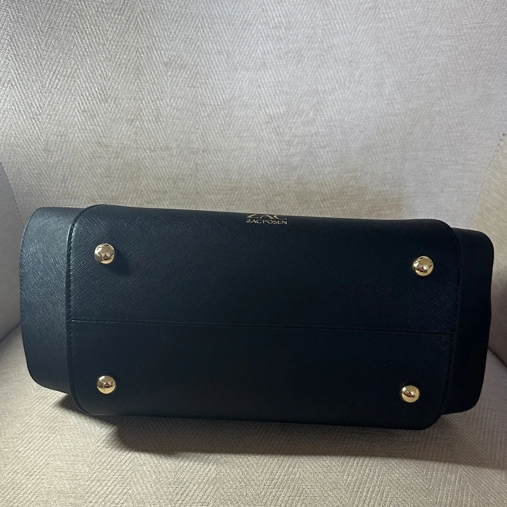 ZAC Zac Posen Elegant Black Satchel with Gold Hardware